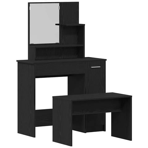 Set Tavolo da Trucco con porta Rovere nero 86.5 x 35 x 136 cm - Foto 1