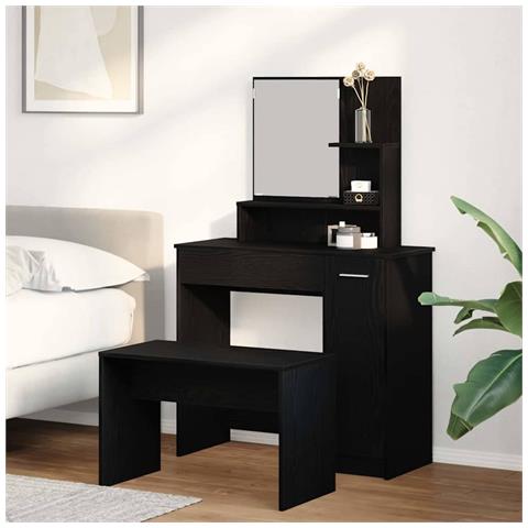 Set Tavolo da Trucco con porta Rovere nero 86.5 x 35 x 136 cm - Foto 2