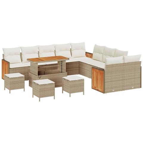 Set Divano da Giardino 14 pcs Beige e Crema 110 x 55 x 71 cm - Foto 1