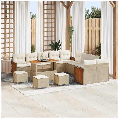 Set Divano da Giardino 14 pcs Beige e Crema 110 x 55 x 71 cm - Foto 2