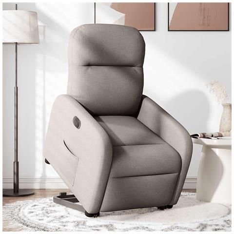 Poltrona Alzapersona Reclinabile Elettrica Tortora in Tessuto - Foto 2