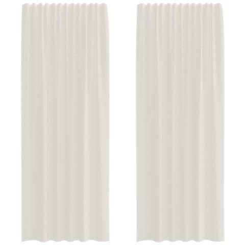 Tende in Voile con Tasche per Aste 2 pz Crema - Foto 1