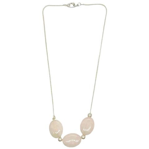 Collana Ovale In Quarzo Rosa - Foto 1