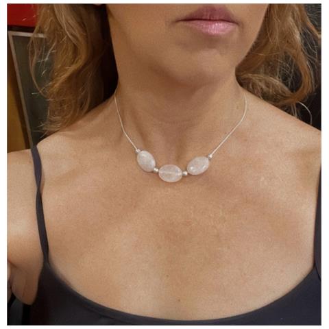 Collana Ovale In Quarzo Rosa - Foto 2