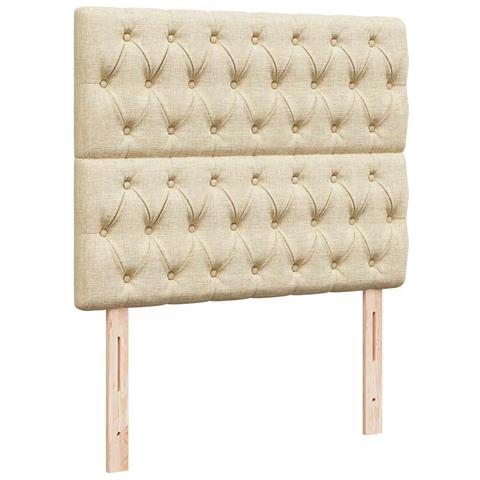 Struttura Letto Pouf con Materasso Crema 120x200 cm in Tessuto - Foto 9