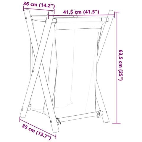 Cesto per Biancheria Bianco Crema 41,5x36x63,5 cm in Bambù - Foto 9