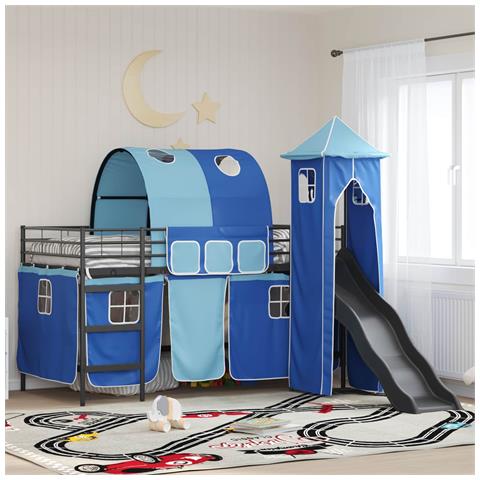 Struttura del letto loft per bambini Nero e Blu 107 x 200 cm - Foto 2