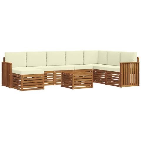 Set divani 9 pcs Naturale e Crema Legno di Acacia Massello - Foto 1