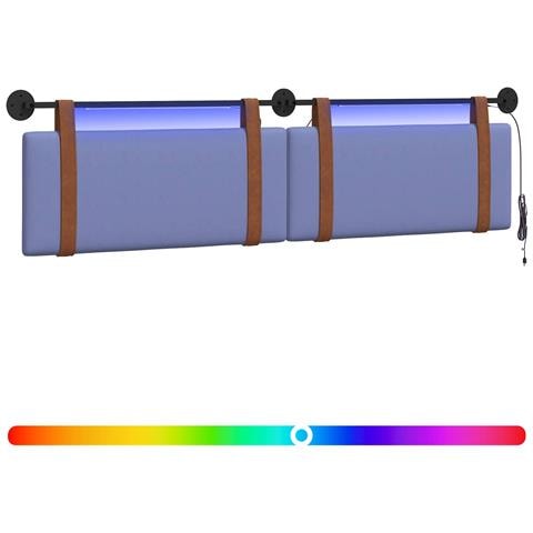 Testiera sospesa Con luce LED Blu jeans PU Antico - Foto 1