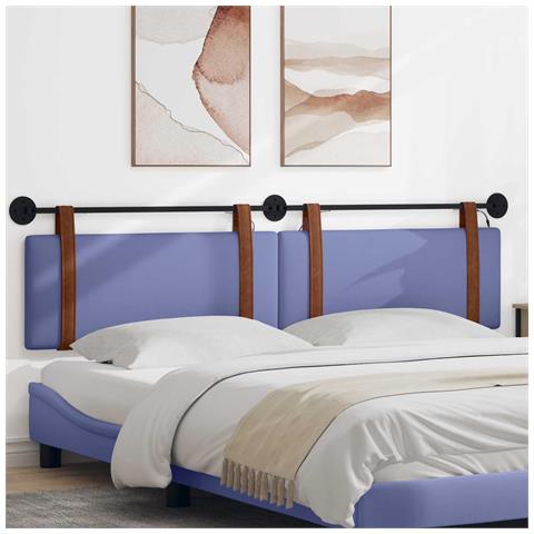 Testiera sospesa Con luce LED Blu jeans PU Antico - Foto 2
