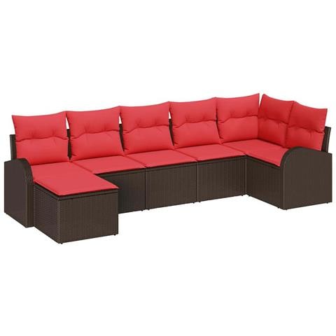 Set Divano da Giardino con cuscino 7 pcs Marrone Poly Rattan - Foto 1
