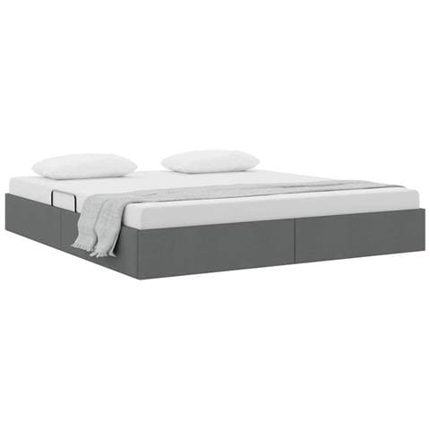 Letto con Contenitore Grigio Scuro 193 x 203 cm Tessuto - Foto 1