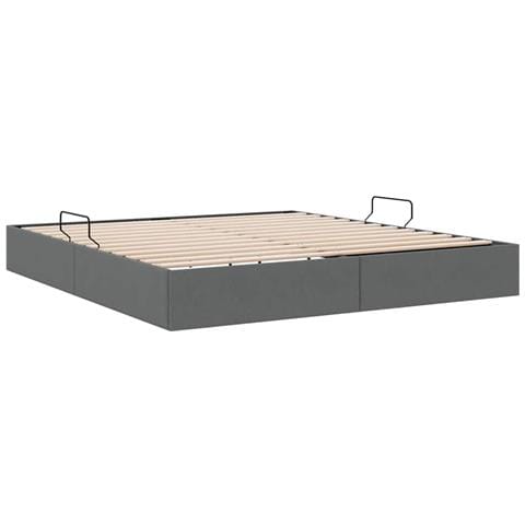 Letto con Contenitore Grigio Scuro 193 x 203 cm Tessuto - Foto 9