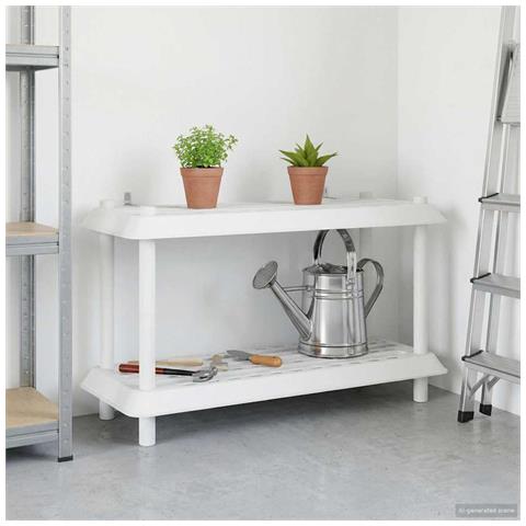 Unità di scaffalatura 2 livelli 100 x 40 x 55,5 cm PP Bianco - Foto 2
