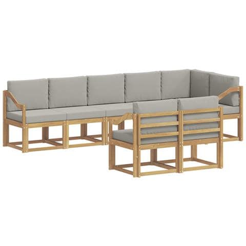 Set di divani da esterno 8 pcs Bianco e Grigio Chiaro - Foto 1