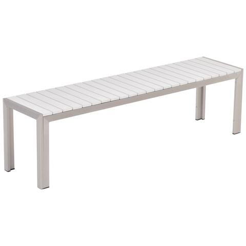 Set Di Tavolo E Panche Da Giardino In Alluminio E Legno Sintetico Bianco Nardo - Foto 28