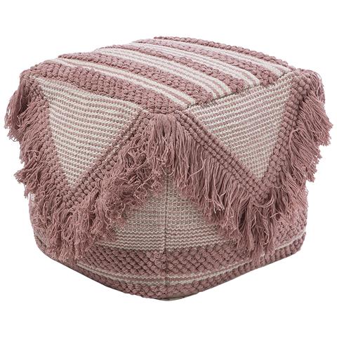 Pouf In Tessuto Beige E Rosa 40 X 44 Cm Kochi - Foto 17