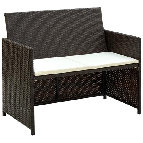 Divano Da Giardino A 2 Posti Con Cuscini Marrone In Polyrattan - Foto 1