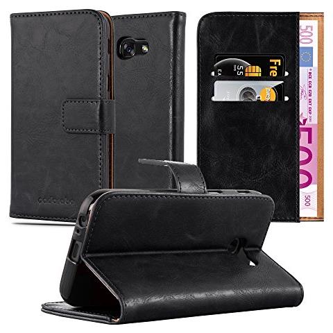 Custodia Compatibile Con Samsung Galaxy A3 2017 In Nero Grafite - Coperchio Protettiva Con Chiusura Magnetica, Funzione Stand E Tasca Per Le Carte - Foto 1