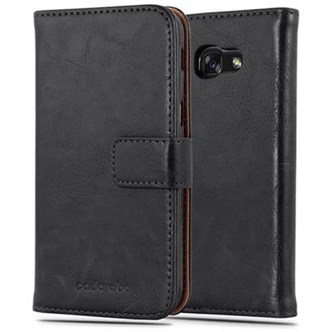 Custodia Compatibile Con Samsung Galaxy A3 2017 In Nero Grafite - Coperchio Protettiva Con Chiusura Magnetica, Funzione Stand E Tasca Per Le Carte - Foto 2