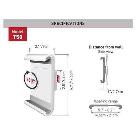 Supporto Da Parete Per Tablet T50 Bianco, Rotazione 360° - Foto 1