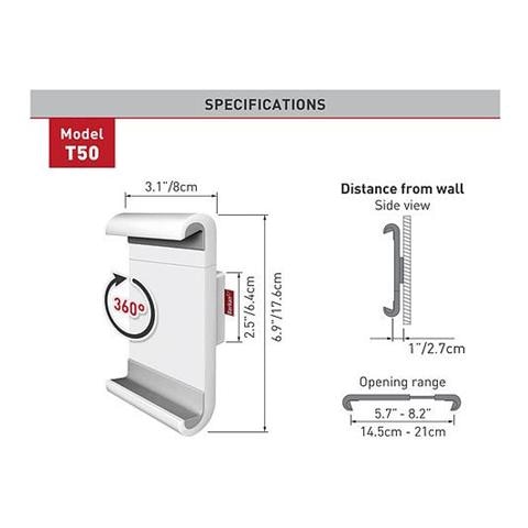 Supporto Da Parete Per Tablet T50 Bianco, Rotazione 360° - Foto 12