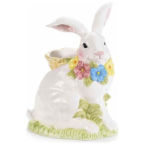 Vaso Porta Piante E Fiori A Forma Di Coniglietto Decorativo In Ceramica Idea Regalo 25,5 Cm - Foto 1