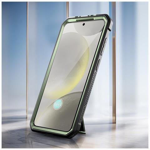 Cover Completa Per Samsung Galaxy S24 Antishock Con Cavalletto, Verde Kaki - Foto 5