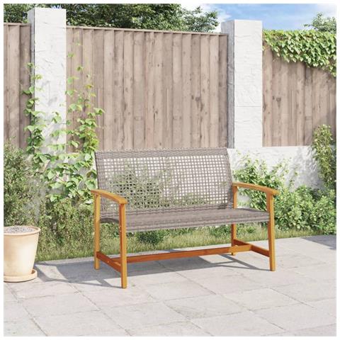 Panca da Giardino Grigia 112 cm in Polyrattan e Legno di Acacia - Foto 3