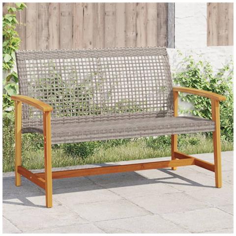 Panca da Giardino Grigia 112 cm in Polyrattan e Legno di Acacia - Foto 1