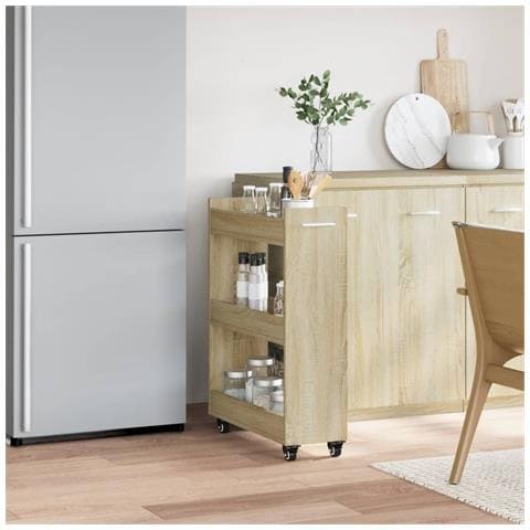 Mobile Con Ruote Rovere Sonoma 60x22x79 Cm In Legno Multistrato - Foto 3