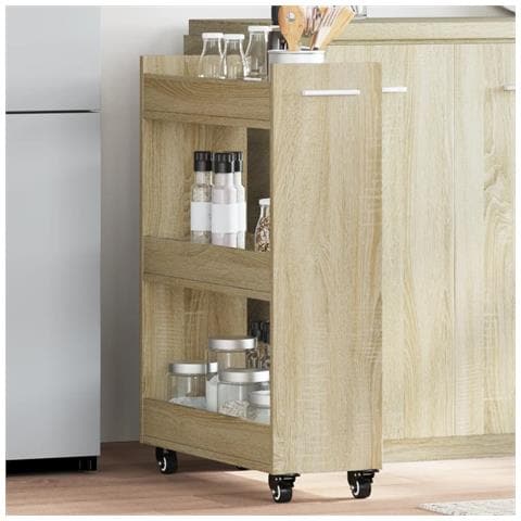 Mobile Con Ruote Rovere Sonoma 60x22x79 Cm In Legno Multistrato - Foto 1