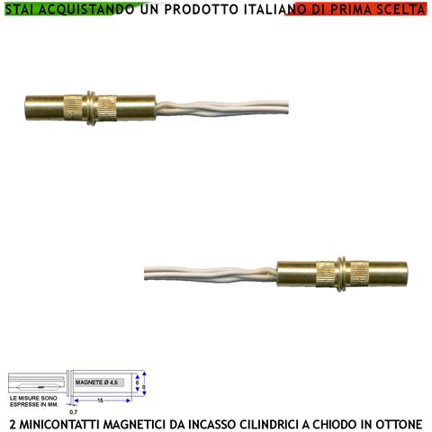 Contatto Magnetico Piccolo In Ottone Da Incasso Antifurto Finestre Infissi 2 Pezzi Reed Nc Sottovuoto Sensibilità Magn - Foto 1