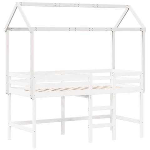 Tetto Letto Bambini Bianco 217x85,5x154 Cm Legno Massello Pino - Foto 3