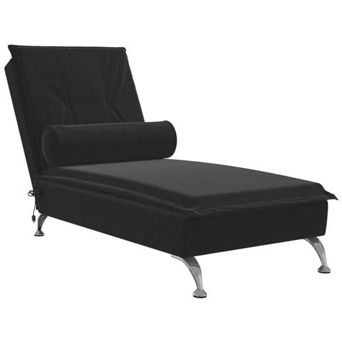 Chaise Longue Massaggi con Cuscino a Rullo Nero in Velluto - Foto 2