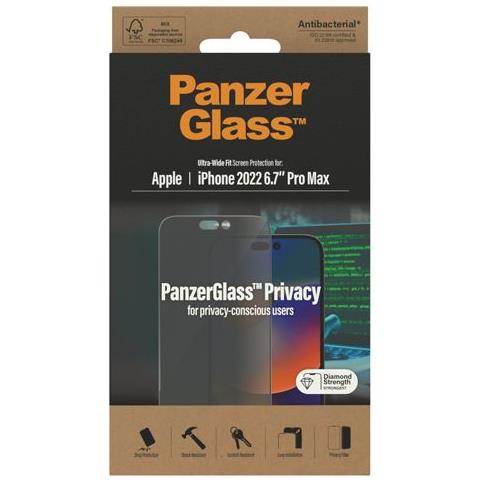 Salvadisplay In Vetro Temperato Per Iphone 14 Pro Max Privacy, Trasparente - Foto 1