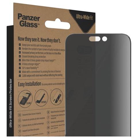 Salvadisplay In Vetro Temperato Per Iphone 14 Pro Max Privacy, Trasparente - Foto 2