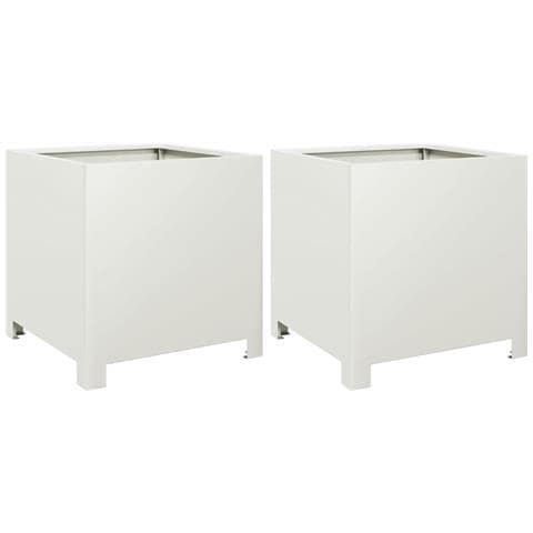 Fioriere Da Giardino 2 Pz Bianche 40x40x40 Cm In Acciaio - Foto 1