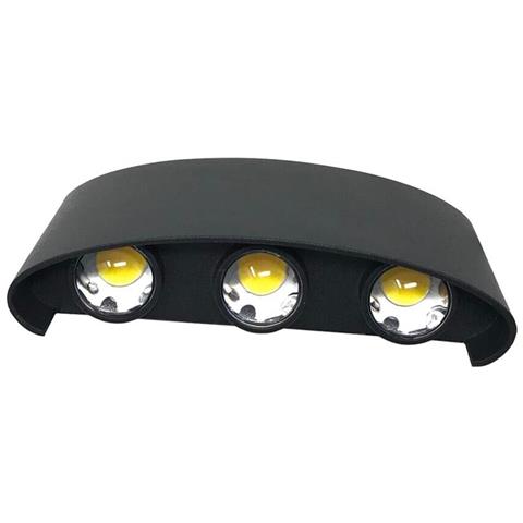 Applique Led Luce Bianca 6500k Lampada 16 W 6 Cob Da Parete Esterno Interno Nero - Foto 2