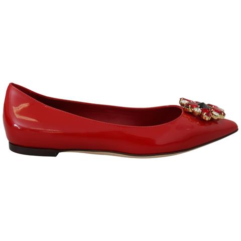 Mocassini In Pelle Rossa Con Cristalli. Scarpe Basse - Eu37/us6.5 - Foto 1