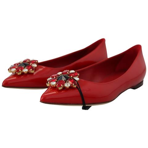 Mocassini In Pelle Rossa Con Cristalli. Scarpe Basse - Eu37/us6.5 - Foto 2