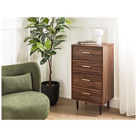 Cassettiera 4 Cassetti Keith Marrone Scuro - Foto 1