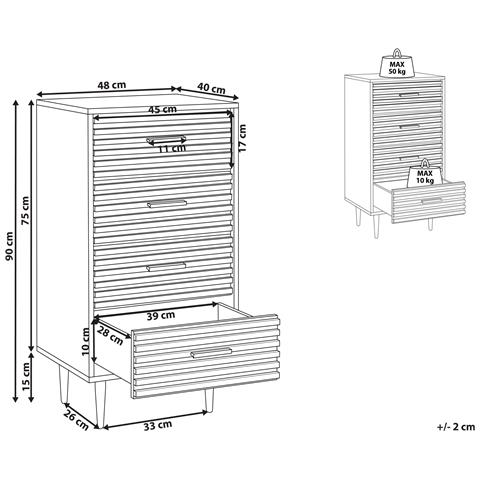 Cassettiera 4 Cassetti Keith Marrone Scuro - Foto 6