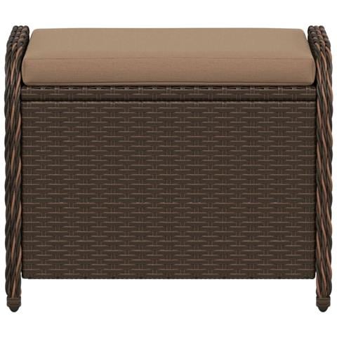 Sgabello Giardino con Cuscino Marrone 58x46x46 cm in Polyrattan - Foto 2