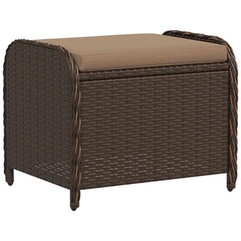 Sgabello Giardino con Cuscino Marrone 58x46x46 cm in Polyrattan - Foto 1