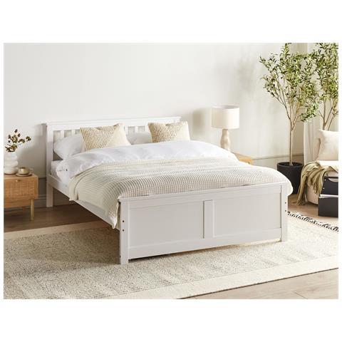 Letto Legno Di Pino Olendon 140 X 200 Cm Bianco - Foto 1