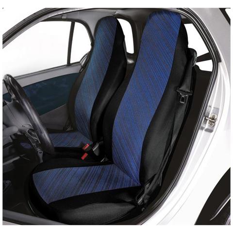 Coprisedili Anteriori Personalizzati Smart Fortwo Tess. Misto Cotone Blu/nero - Foto 1