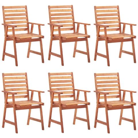 Sedie Da Pranzo Da Esterni Con Cuscini 6 Pz Massello Di Acacia - Foto 1