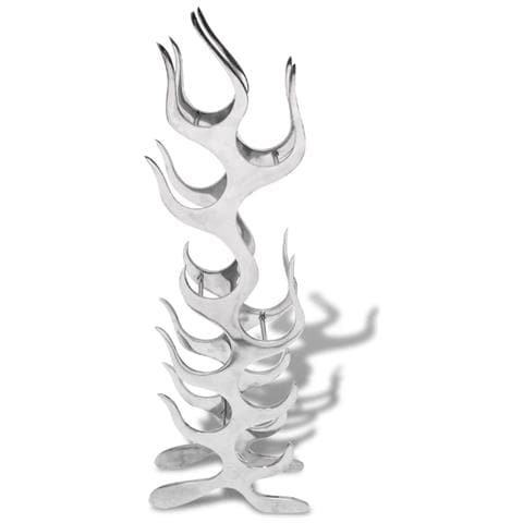 Cremagliera A Forma Di Fiamma 9 Bottiglie In Alluminio Argento - Foto 1