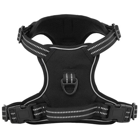 Pettorina per Cani con Strisce Riflettenti Regolabile Nera XL - Foto 1